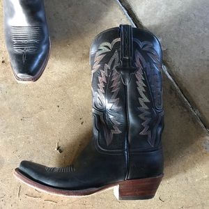 Men’s Lucchese Black Leather Cowboy Boots